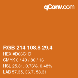 カラーコード: RGB 214 108.8 29.4 | qconv.com