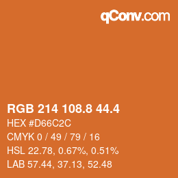 カラーコード: RGB 214 108.8 44.4 | qconv.com