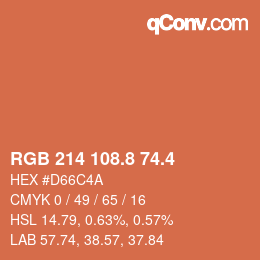 カラーコード: RGB 214 108.8 74.4 | qconv.com