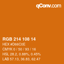 Color code: RGB 214 108 14 | qconv.com
