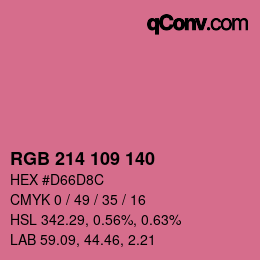 Color code: RGB 214 109 140 | qconv.com