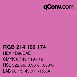 カラーコード: RGB 214 109 174 | qconv.com