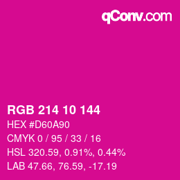 Color code: RGB 214 10 144 | qconv.com