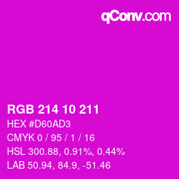 カラーコード: RGB 214 10 211 | qconv.com