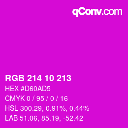 カラーコード: RGB 214 10 213 | qconv.com
