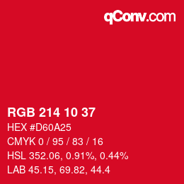 Color code: RGB 214 10 37 | qconv.com