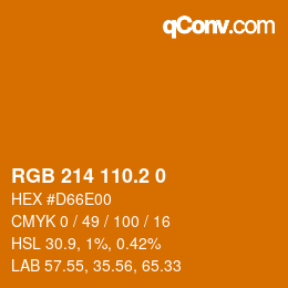 カラーコード: RGB 214 110.2 0 | qconv.com