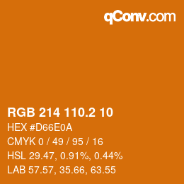 カラーコード: RGB 214 110.2 10 | qconv.com