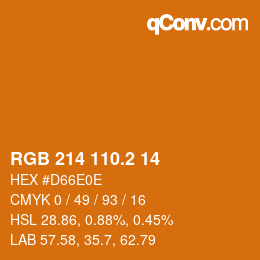 カラーコード: RGB 214 110.2 14 | qconv.com