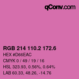 カラーコード: RGB 214 110.2 172.6 | qconv.com