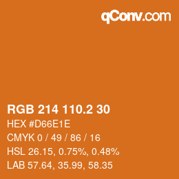 カラーコード: RGB 214 110.2 30 | qconv.com