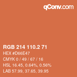 カラーコード: RGB 214 110.2 71 | qconv.com