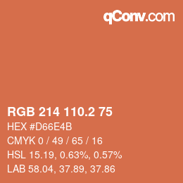 カラーコード: RGB 214 110.2 75 | qconv.com
