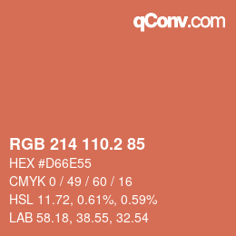 カラーコード: RGB 214 110.2 85 | qconv.com
