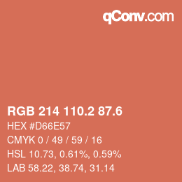 カラーコード: RGB 214 110.2 87.6 | qconv.com