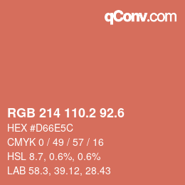 カラーコード: RGB 214 110.2 92.6 | qconv.com