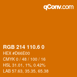 カラーコード: RGB 214 110.6 0 | qconv.com