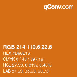 カラーコード: RGB 214 110.6 22.6 | qconv.com