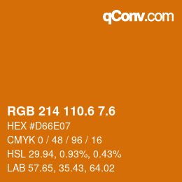 カラーコード: RGB 214 110.6 7.6 | qconv.com