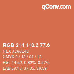 カラーコード: RGB 214 110.6 77.6 | qconv.com