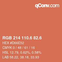 カラーコード: RGB 214 110.6 82.6 | qconv.com