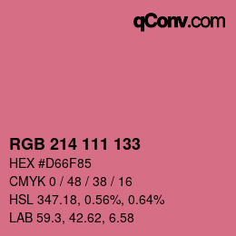 Color code: RGB 214 111 133 | qconv.com