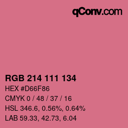 Color code: RGB 214 111 134 | qconv.com