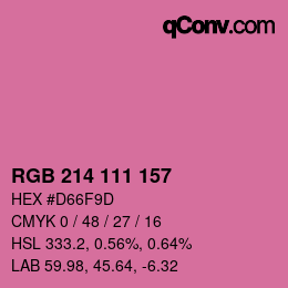 颜色代码: RGB 214 111 157 | qconv.com