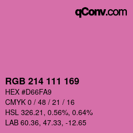 Color code: RGB 214 111 169 | qconv.com
