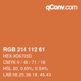Color code: RGB 214 112 61 | qconv.com