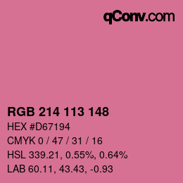颜色代码: RGB 214 113 148 | qconv.com