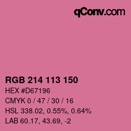 Farbcode: RGB 214 113 150 | qconv.com