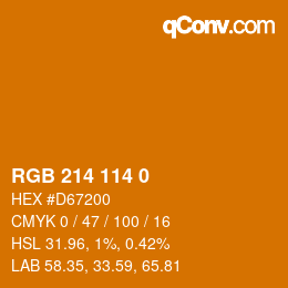 Color code: RGB 214 114 0 | qconv.com