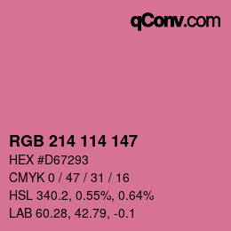 Código de color: RGB 214 114 147 | qconv.com