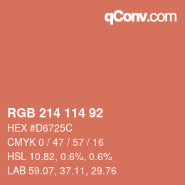 カラーコード: RGB 214 114 92 | qconv.com