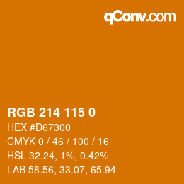 Color code: RGB 214 115 0 | qconv.com