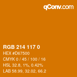 Color code: RGB 214 117 0 | qconv.com