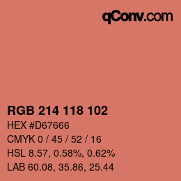 颜色代码: RGB 214 118 102 | qconv.com
