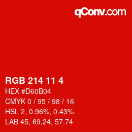 Color code: RGB 214 11 4 | qconv.com