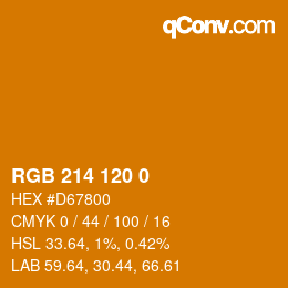 Color code: RGB 214 120 0 | qconv.com