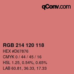 颜色代码: RGB 214 120 118 | qconv.com