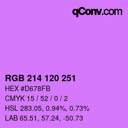 Color code: RGB 214 120 251 | qconv.com