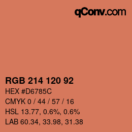 カラーコード: RGB 214 120 92 | qconv.com