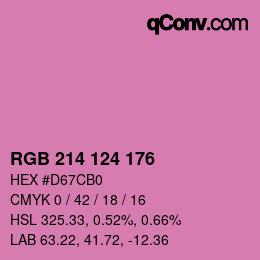 Code couleur: RGB 214 124 176 | qconv.com