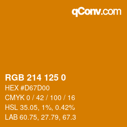 Color code: RGB 214 125 0 | qconv.com