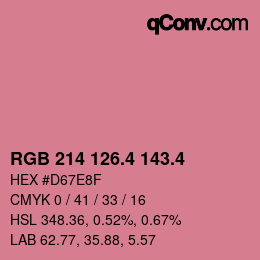 カラーコード: RGB 214 126.4 143.4 | qconv.com