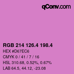 カラーコード: RGB 214 126.4 198.4 | qconv.com