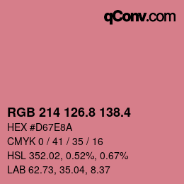カラーコード: RGB 214 126.8 138.4 | qconv.com