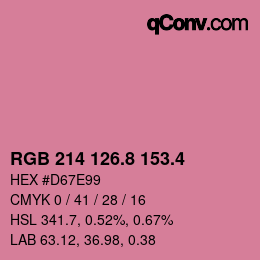 カラーコード: RGB 214 126.8 153.4 | qconv.com