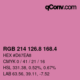 カラーコード: RGB 214 126.8 168.4 | qconv.com